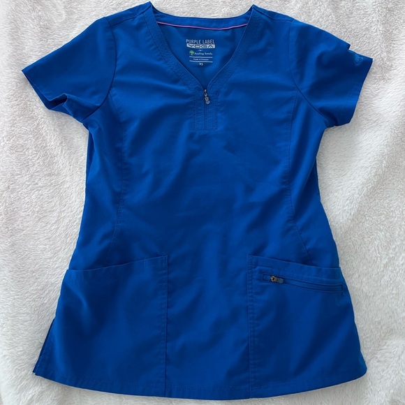 EUC Purple Label Yoga by Healing Hands Scrub Top - Picture 1 of 7